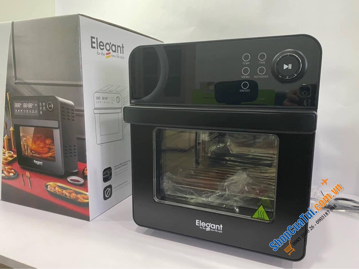 NỒI CHIÊN KHÔNG DẦU ELEGANT AF529T Germany không cần lật, trở thức ăn mà vẫn đảm bảo thức ăn sẽ chín đều hai mặt, có thể làm bánh, dung tích 14 lít chiên cả con gà