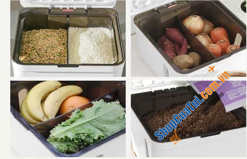 Thùng đựng gạo hút chân không Shinil made in Korea dung tích lớn được 12kg gạo hoặc ngũ cốc ( 3 màu kem, hồng, xanh)