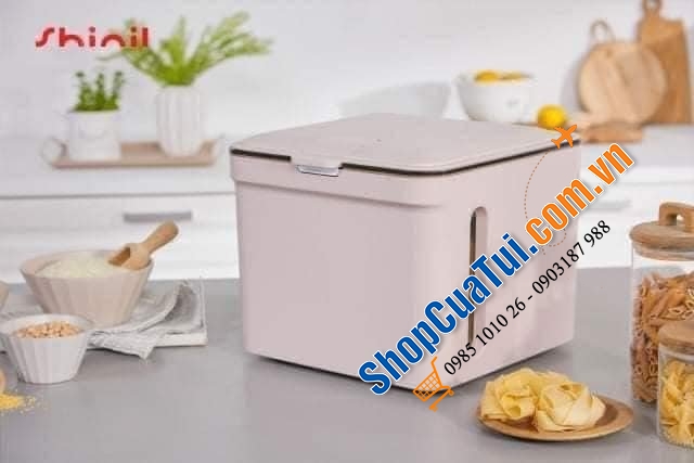 Thùng đựng gạo hút chân không Shinil made in Korea dung tích lớn được 12kg gạo hoặc ngũ cốc ( 3 màu kem, hồng, xanh)