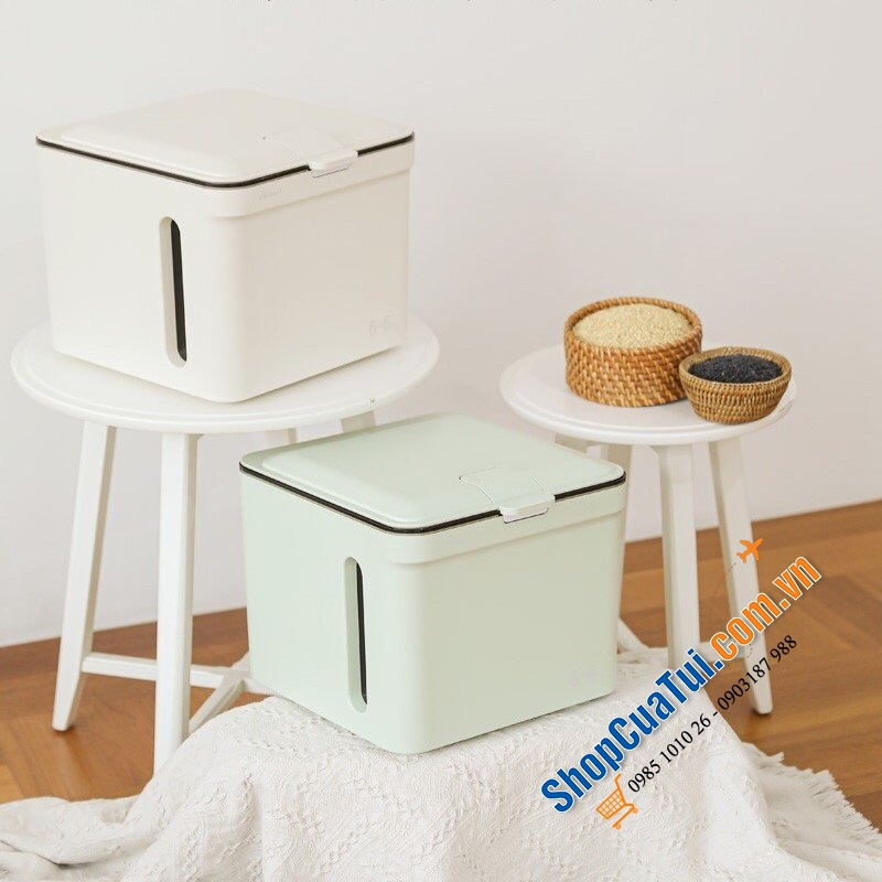 Thùng đựng gạo hút chân không Shinil made in Korea dung tích lớn được 12kg gạo hoặc ngũ cốc ( 3 màu kem, hồng, xanh)