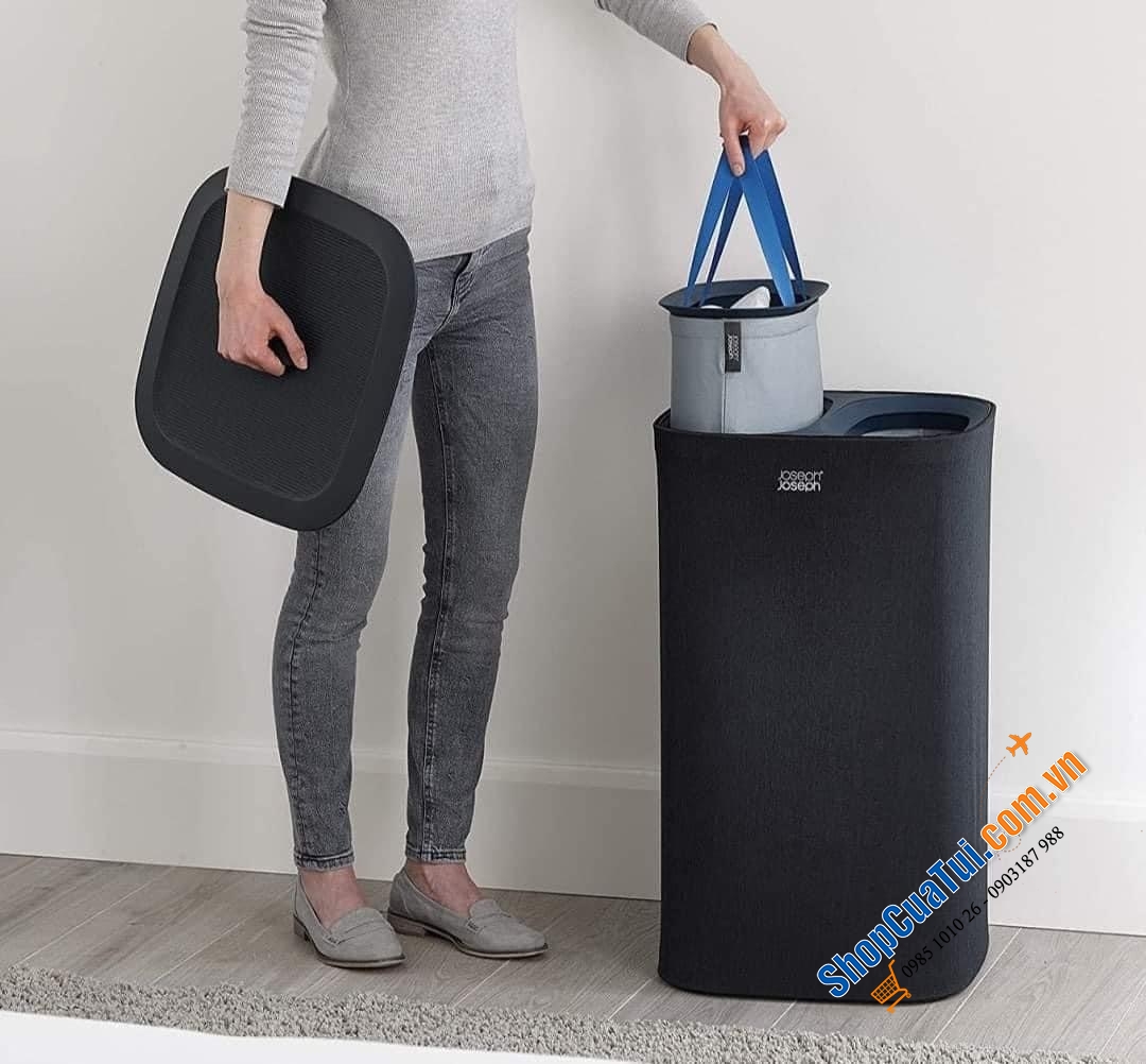 Giỏ đựng quần áo 2 ngăn 90L Joseph Joseph 50004 (màu đen).
