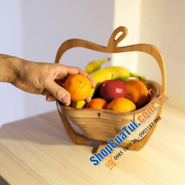 Rổ tre gấp gọn hình quả táo Fruit Basket - GIỎ ĐỰNG TRÁI CÂY RELAXDAYS HÌNH QUẢ TÁO SIÊU XINH CÓ THỂ GẬP GỌN LÀM BẰNG TRE