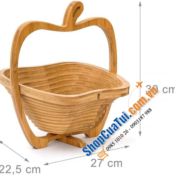 Rổ tre gấp gọn hình quả táo Fruit Basket - GIỎ ĐỰNG TRÁI CÂY RELAXDAYS HÌNH QUẢ TÁO SIÊU XINH CÓ THỂ GẬP GỌN LÀM BẰNG TRE