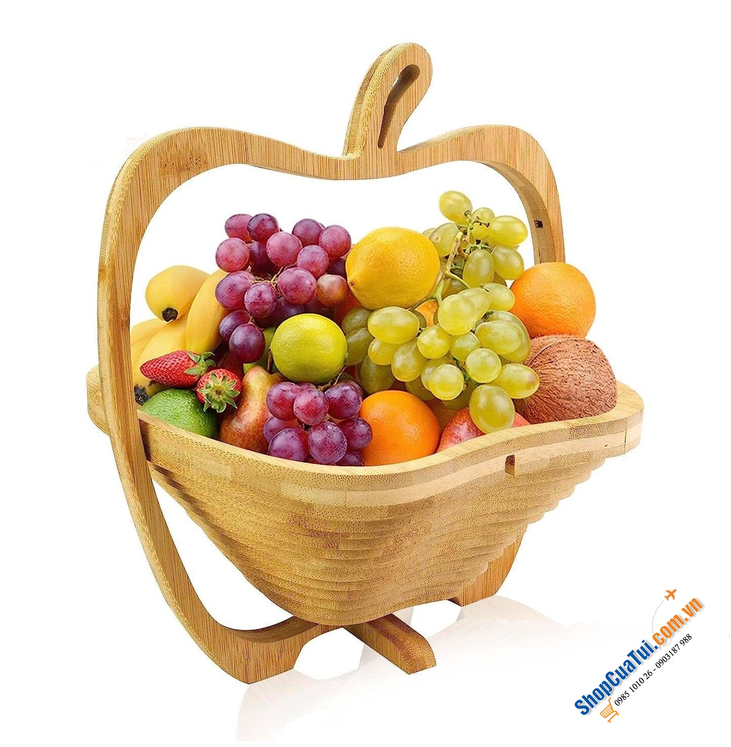 Rổ tre gấp gọn hình quả táo Fruit Basket - GIỎ ĐỰNG TRÁI CÂY RELAXDAYS HÌNH QUẢ TÁO SIÊU XINH CÓ THỂ GẬP GỌN LÀM BẰNG TRE