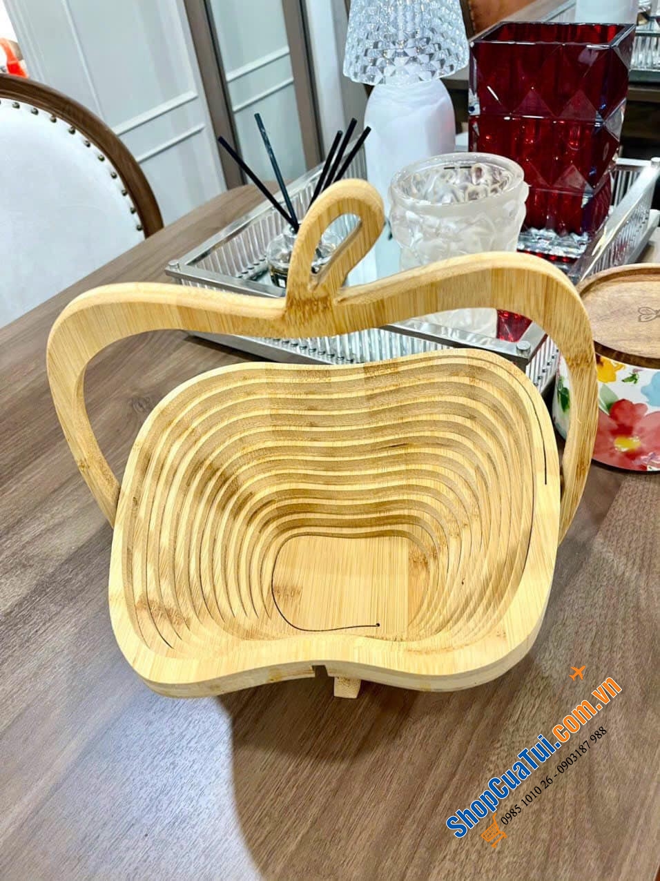 Rổ tre gấp gọn hình quả táo Fruit Basket - GIỎ ĐỰNG TRÁI CÂY RELAXDAYS HÌNH QUẢ TÁO SIÊU XINH CÓ THỂ GẬP GỌN LÀM BẰNG TRE