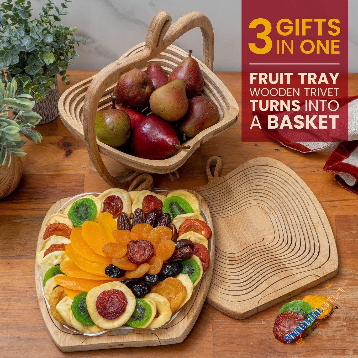 Rổ tre gấp gọn hình quả táo Fruit Basket - GIỎ ĐỰNG TRÁI CÂY RELAXDAYS HÌNH QUẢ TÁO SIÊU XINH CÓ THỂ GẬP GỌN LÀM BẰNG TRE