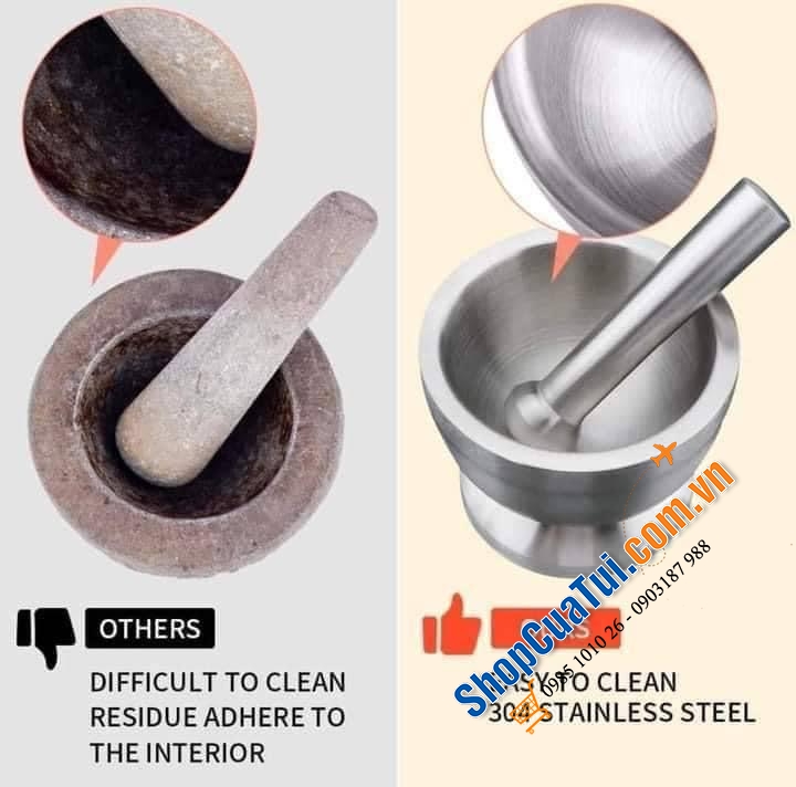 SET CHÀY CỐI SOPITO Kích thước 10*10*9 nhỏ xinh rất tiện lợi để nghiền gia vị, cầm đầm tay, giã siêu thích