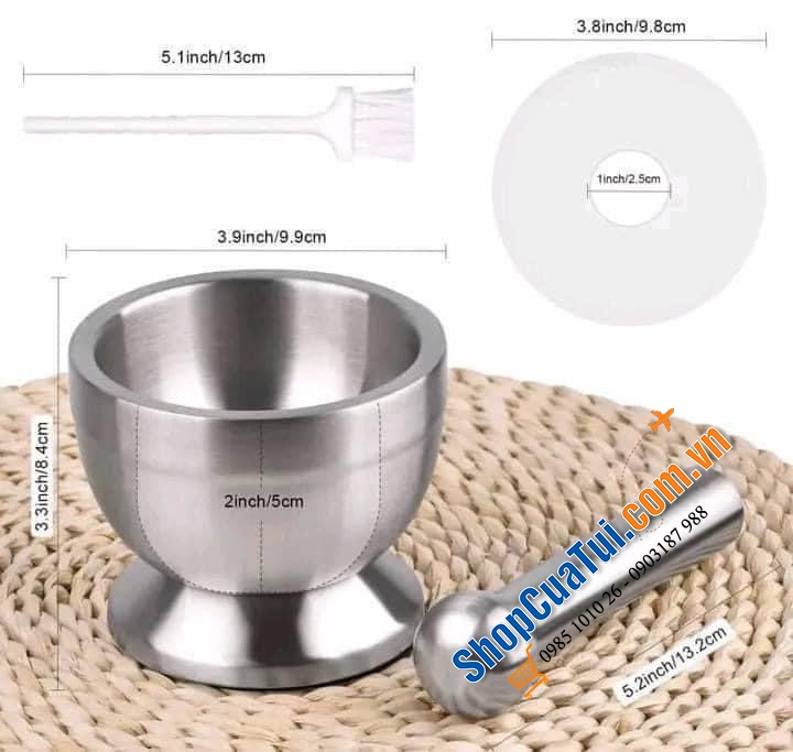 SET CHÀY CỐI SOPITO Kích thước 10*10*9 nhỏ xinh rất tiện lợi để nghiền gia vị, cầm đầm tay, giã siêu thích
