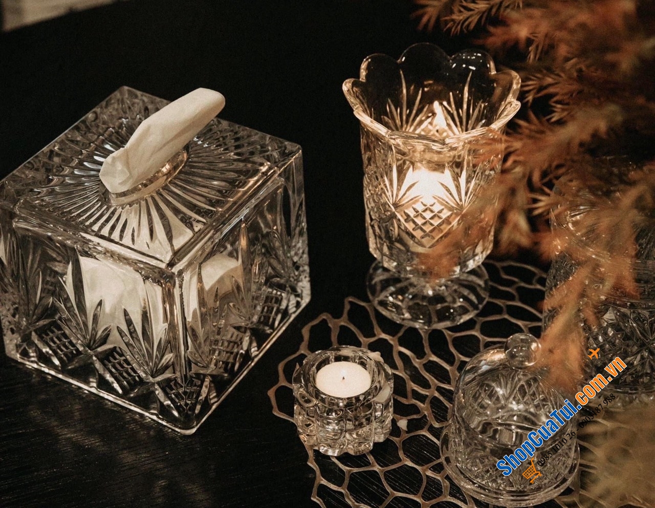Hộp khăn giấy pha lê Dublin - Dublin Crystal Tissue Box - Hộp đựng giấy ăn siêu sang