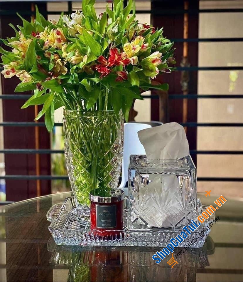 Hộp khăn giấy pha lê Dublin - Dublin Crystal Tissue Box - Hộp đựng giấy ăn siêu sang