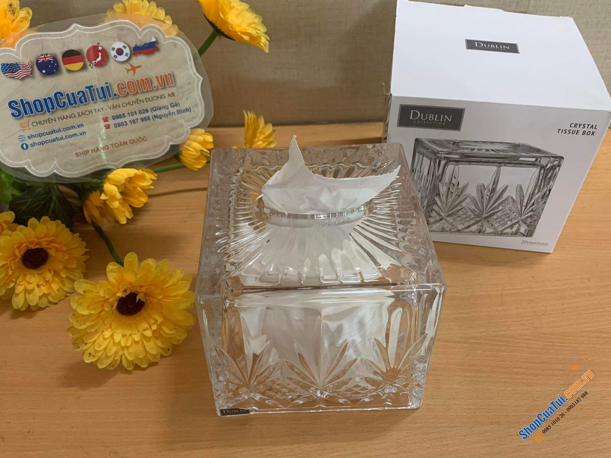 Hộp khăn giấy pha lê Dublin - Dublin Crystal Tissue Box - Hộp đựng giấy ăn siêu sang