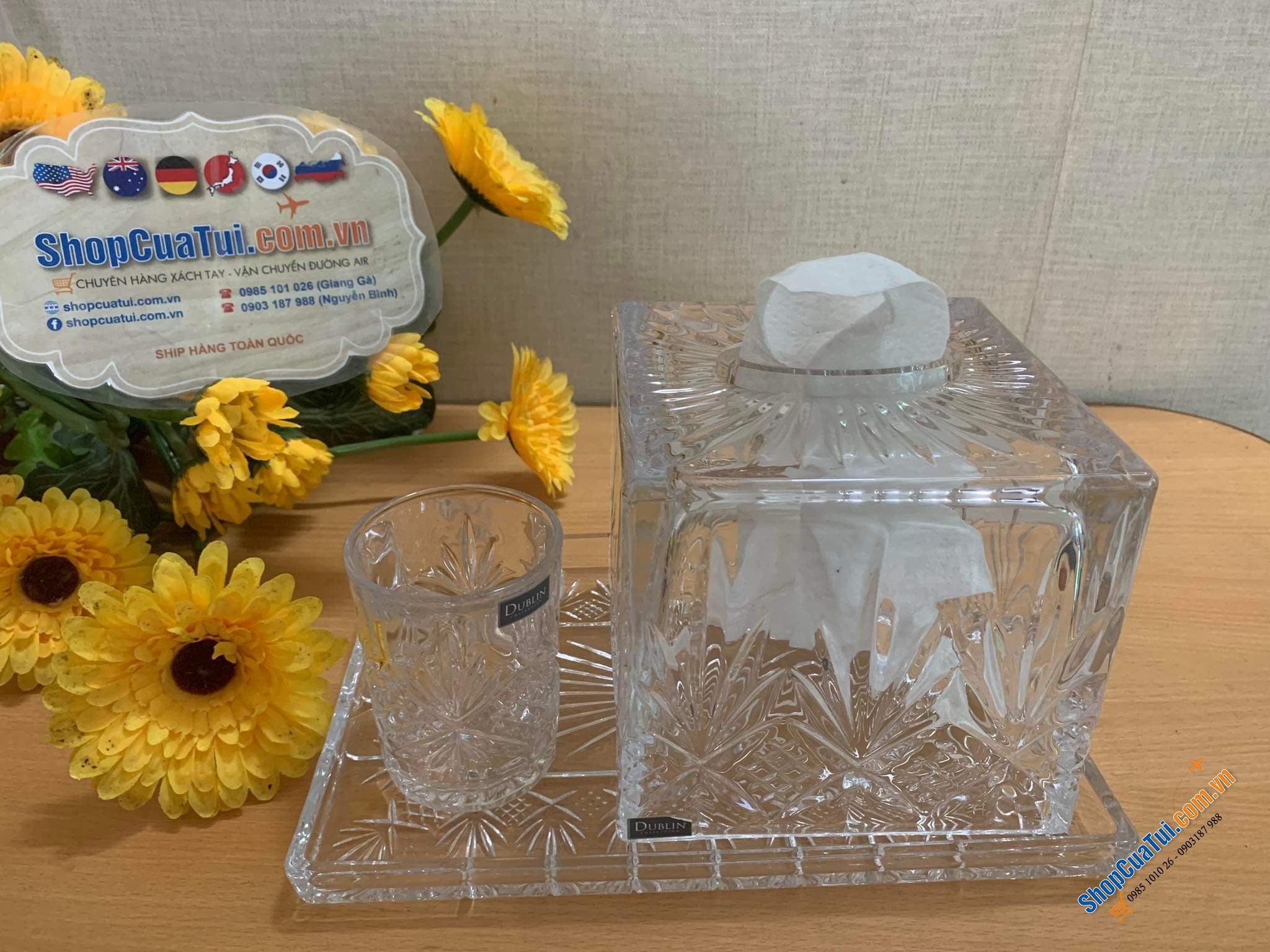 Hộp khăn giấy pha lê Dublin - Dublin Crystal Tissue Box - Hộp đựng giấy ăn siêu sang