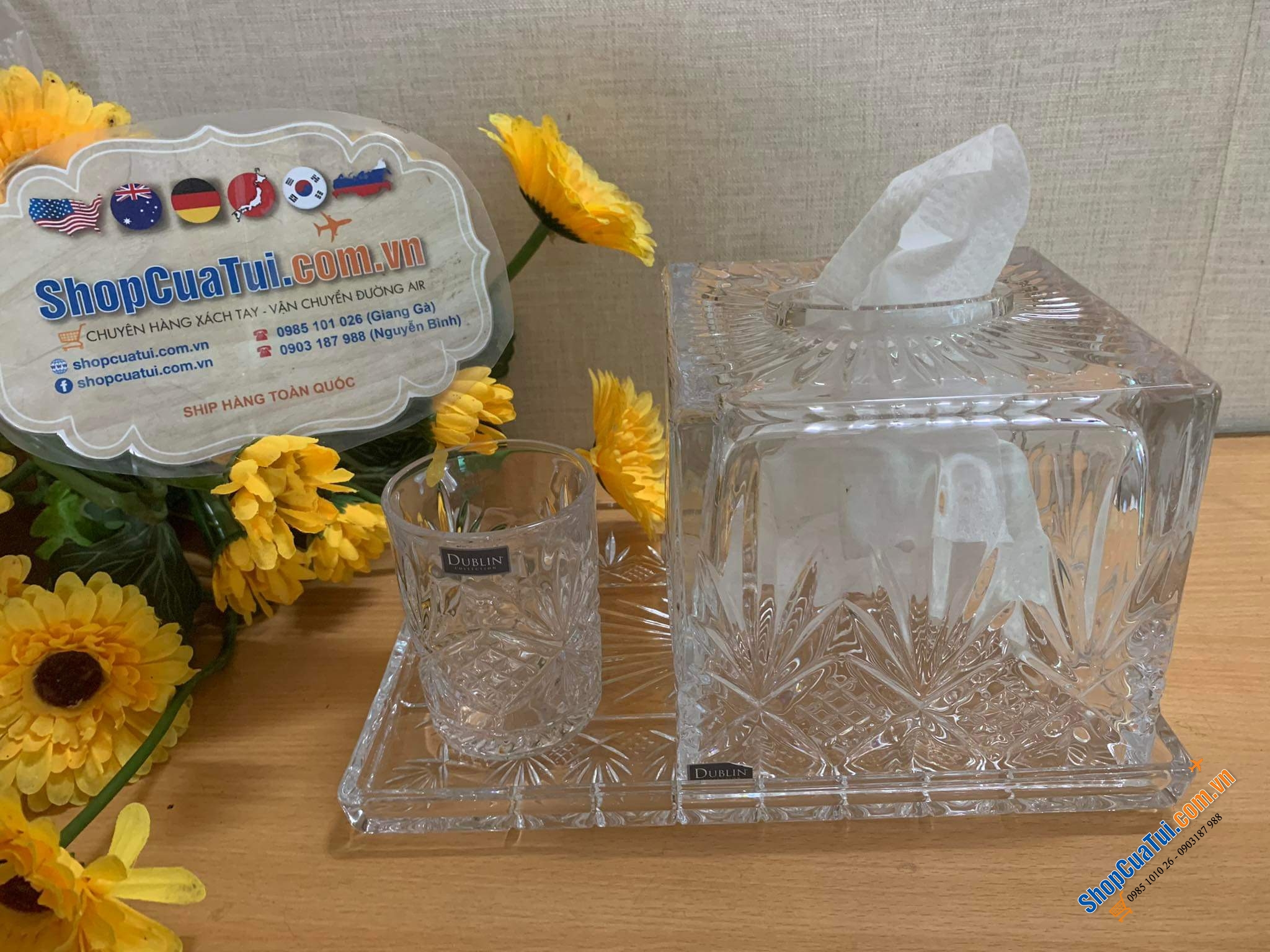 Hộp khăn giấy pha lê Dublin - Dublin Crystal Tissue Box - Hộp đựng giấy ăn siêu sang
