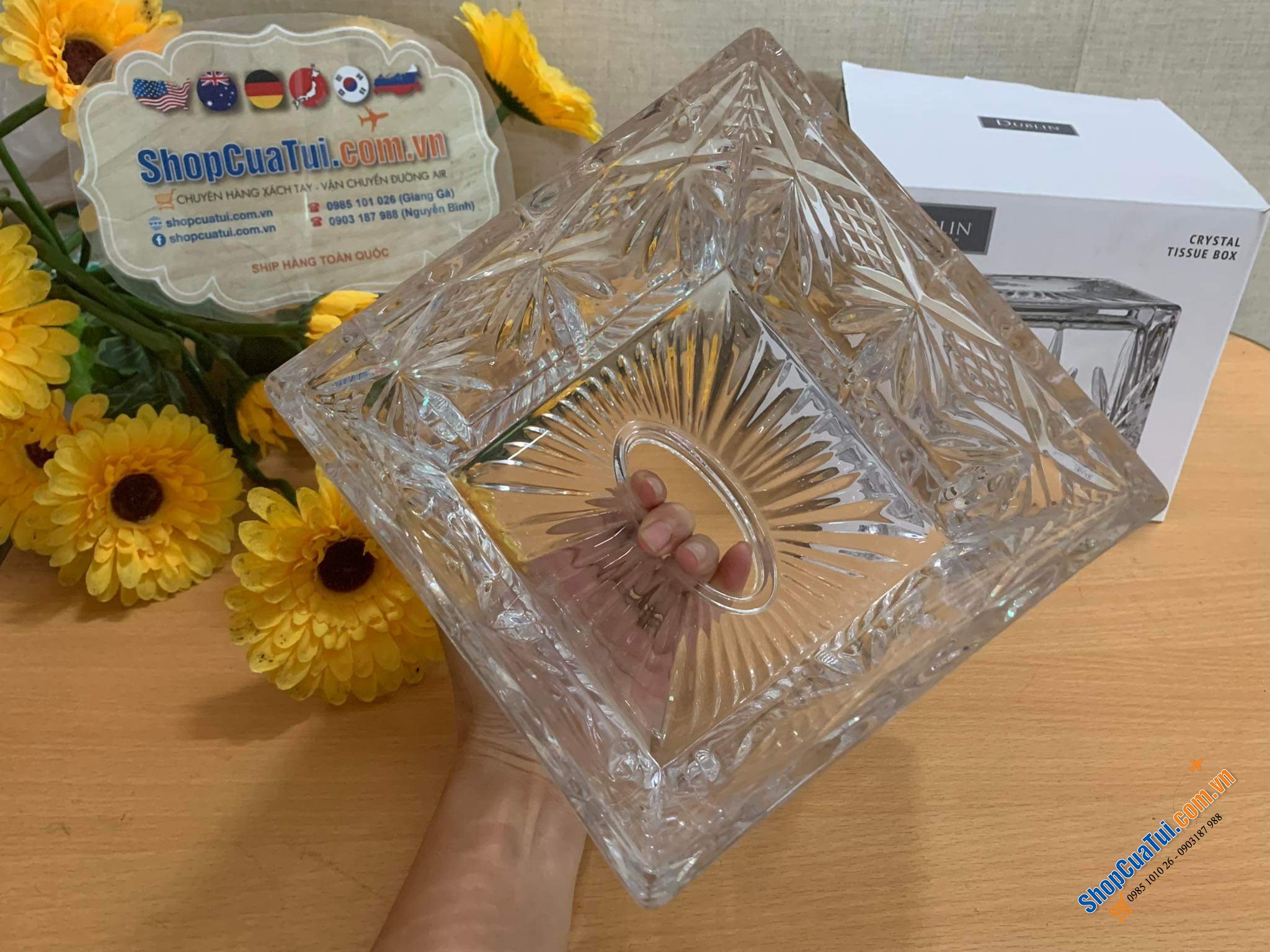 Hộp khăn giấy pha lê Dublin - Dublin Crystal Tissue Box - Hộp đựng giấy ăn siêu sang