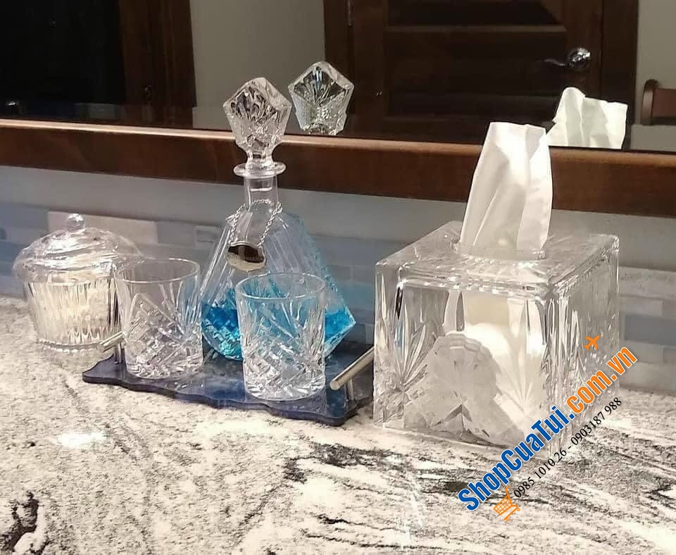 Hộp khăn giấy pha lê Dublin - Dublin Crystal Tissue Box - Hộp đựng giấy ăn siêu sang