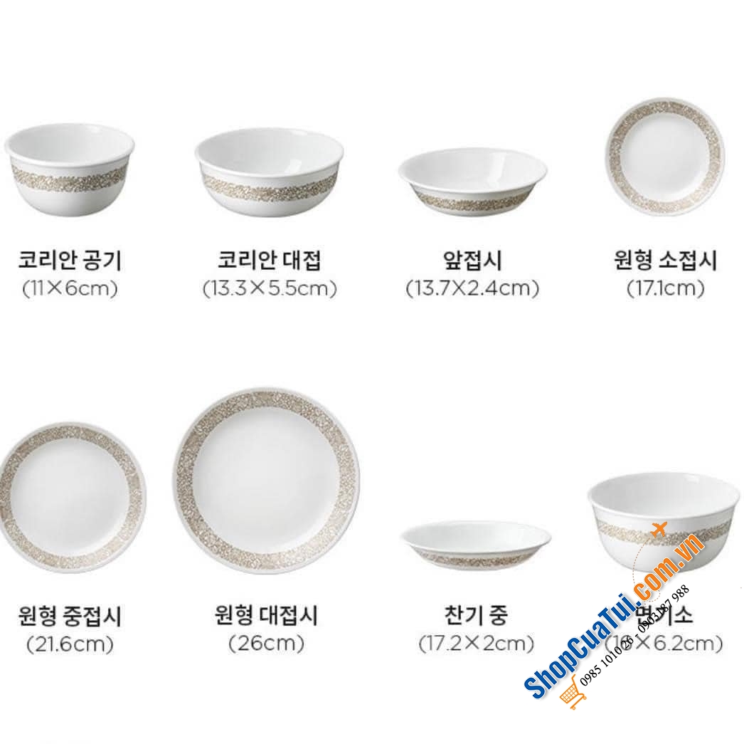 BỘ BÁT ĐĨA GỐM THỦY TINH CORELLE 34 MÓN CHO 10 NGƯỜI ĂN - SẢN XUẤT TẠI MỸ, MUA TẠI HÀN QUỐC