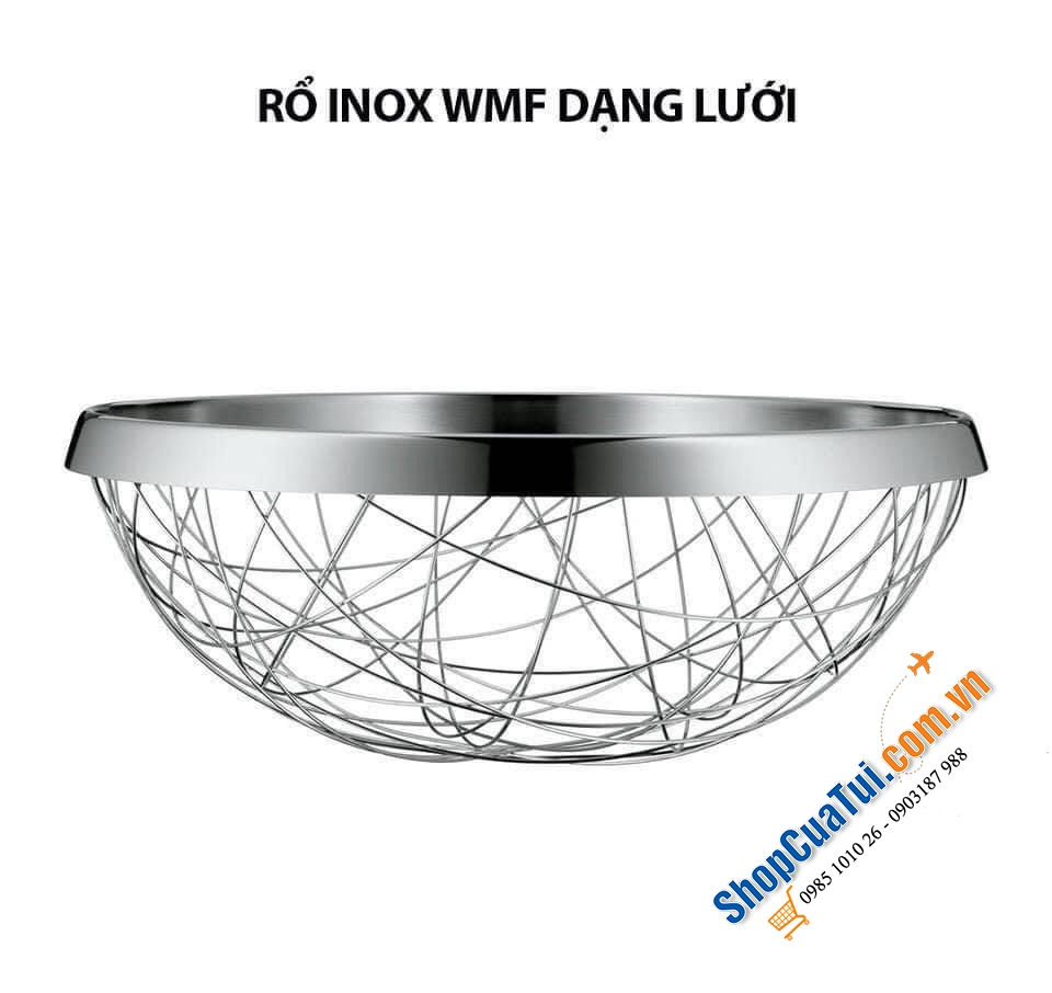 RỔ ĐỰNG, GIỎ HOA QUẢ WMF LOUNGE 30cm - Những sợi thép tưởng chừng cứng nhắc thành mềm mại, căng đọng nghệ thuật - Rổ lưới inox WMF Korb Chaos Lounge Living