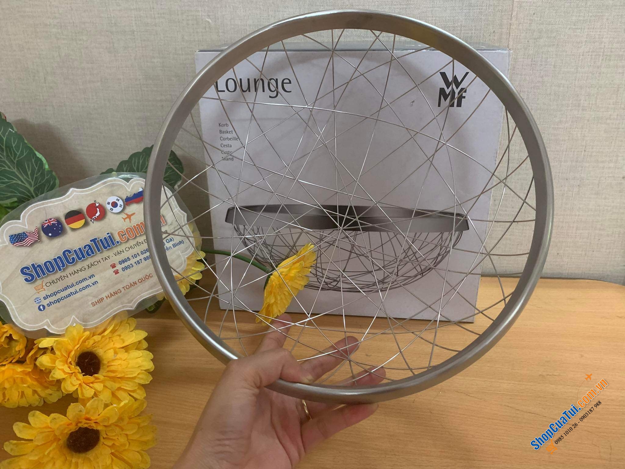 RỔ ĐỰNG, GIỎ HOA QUẢ WMF LOUNGE 30cm - Những sợi thép tưởng chừng cứng nhắc thành mềm mại, căng đọng nghệ thuật - Rổ lưới inox WMF Korb Chaos Lounge Living