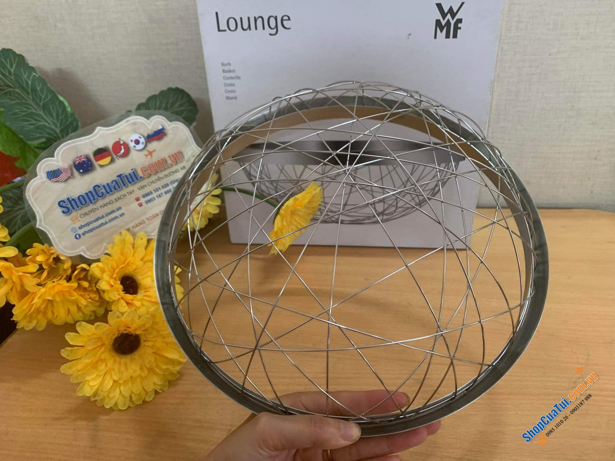RỔ ĐỰNG, GIỎ HOA QUẢ WMF LOUNGE 30cm - Những sợi thép tưởng chừng cứng nhắc thành mềm mại, căng đọng nghệ thuật - Rổ lưới inox WMF Korb Chaos Lounge Living