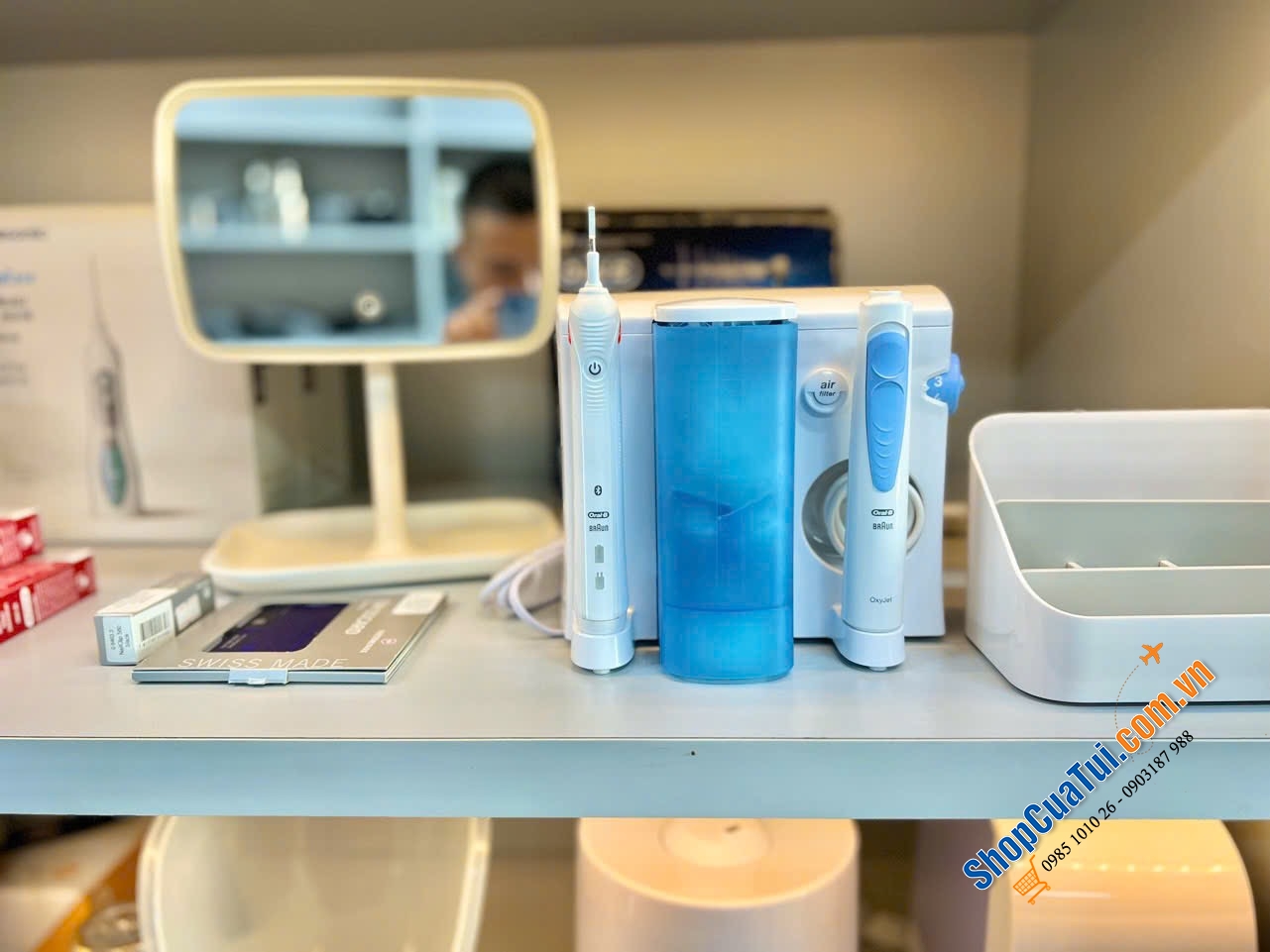 Set Bàn chải điện + tăm nước Oral-B OxyJet Smart 5000 - mua 1 được 2 - Hữu dụng với người bị viêm lợi hay người đang niềng răng