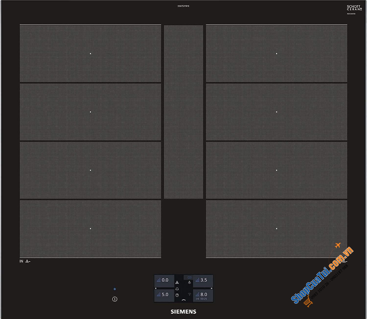 Bếp từ đa điểm Siemens EX675JYW1E iQ700 MODEL 2022, kết nối điện thoại từ xa, mặt kính   Schott Ceran cao cấp của Đức