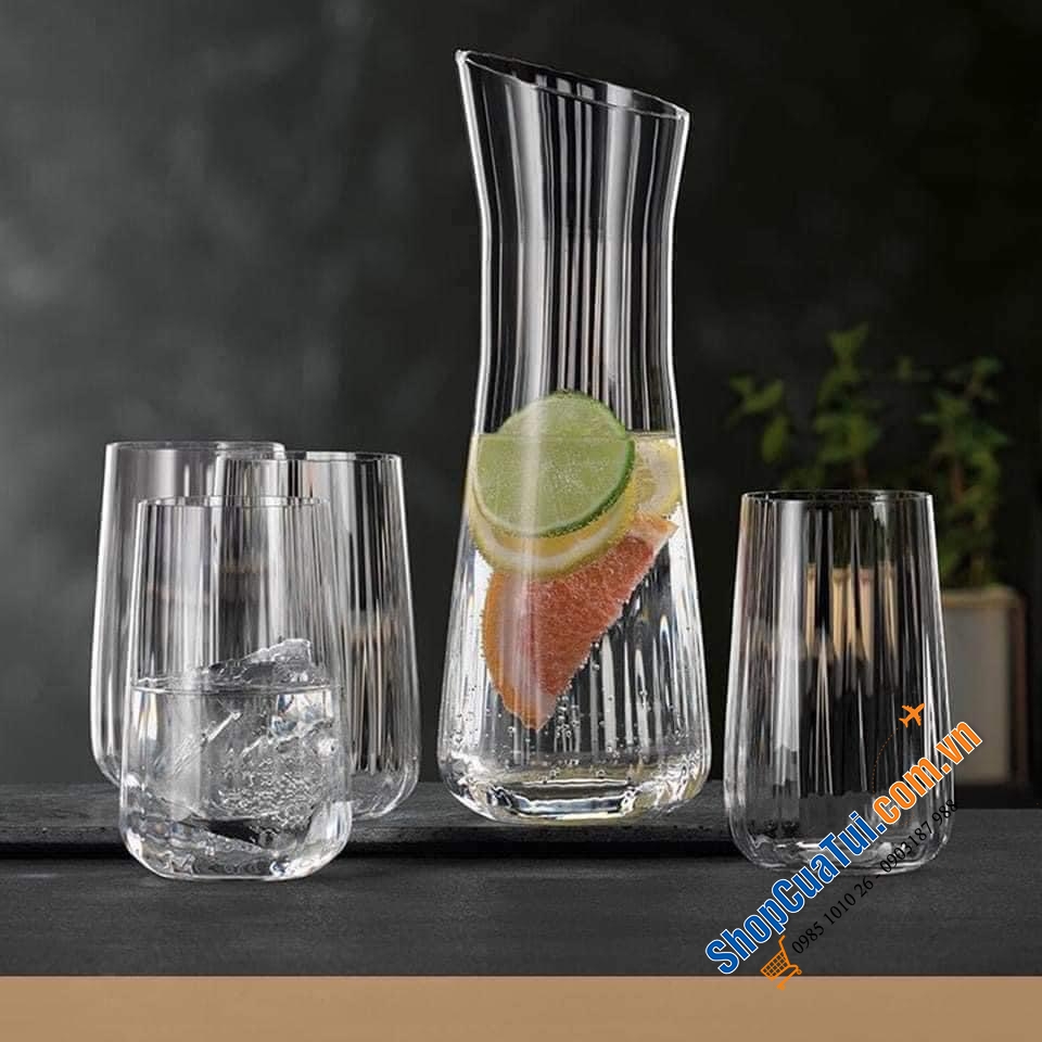 Set 1 bình và 4 ly rượu Spiegelau 445196 hoàn hảo, trong suốt không tì vết.