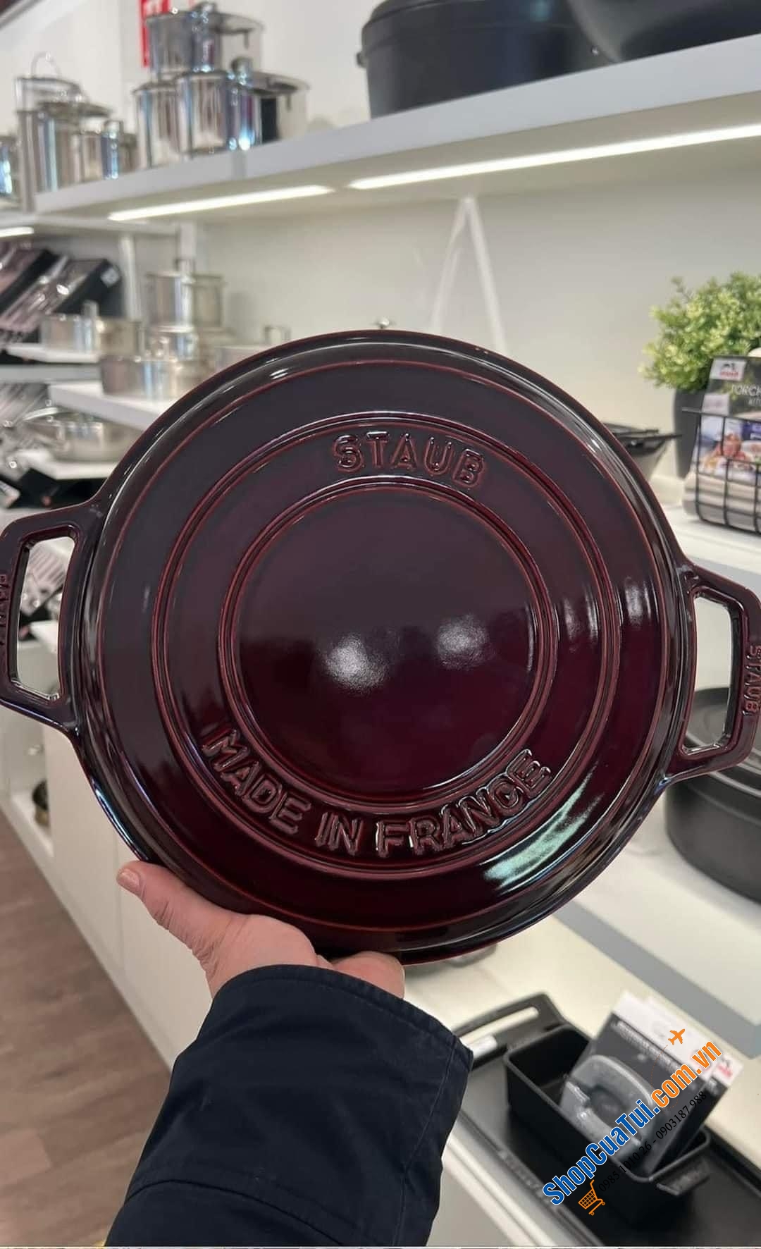 NỒI GANG - CHẢO NƯỚNG STAUB ĐỎ RƯỢU 28 CM 2 in 1 - màu đỏ mận