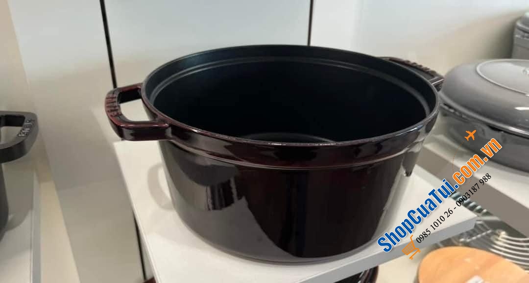 NỒI GANG - CHẢO NƯỚNG STAUB ĐỎ RƯỢU 28 CM 2 in 1 - màu đỏ mận