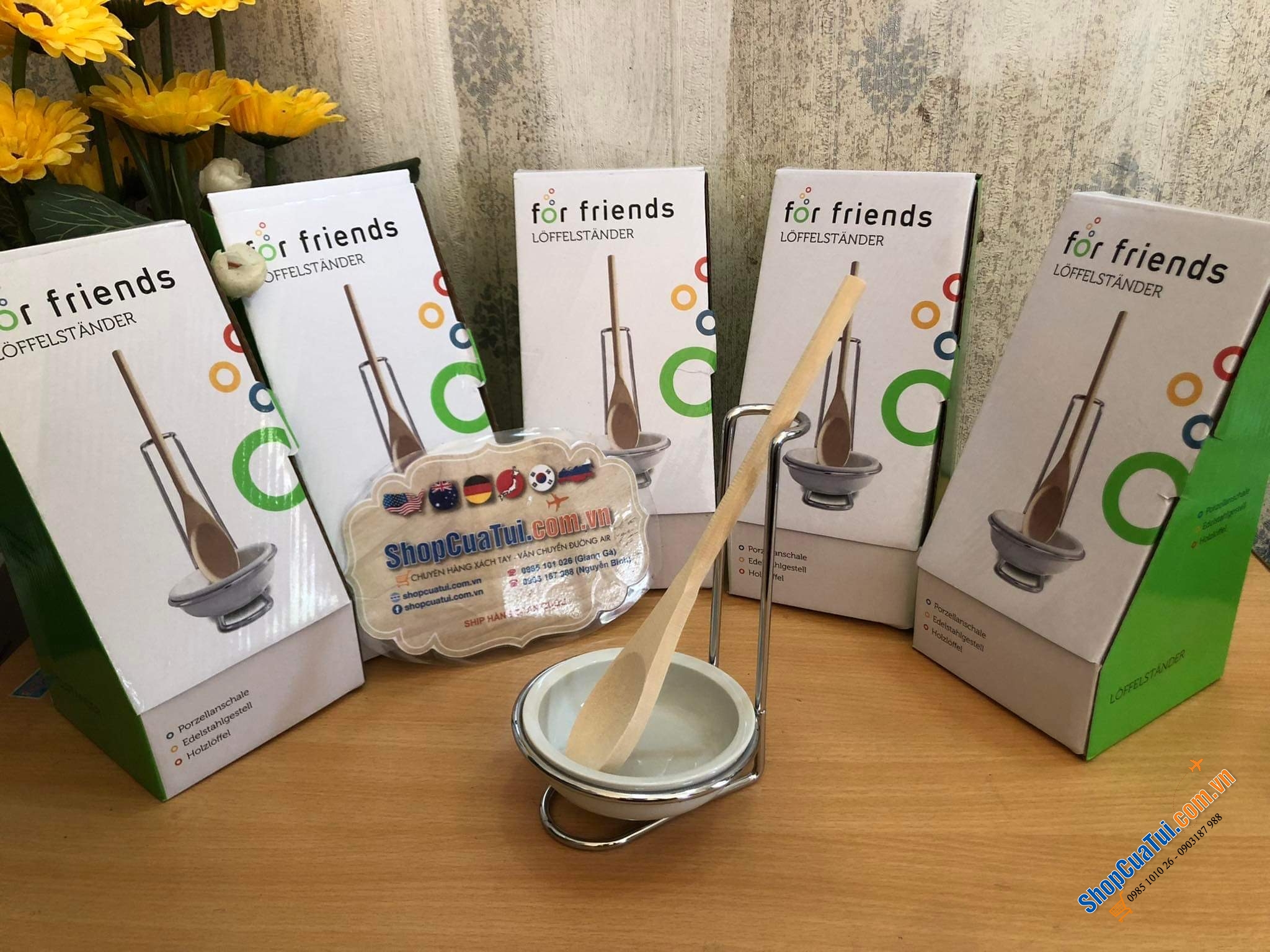 GIÁ ĐỂ THÌA MUÔI NẤU FOR FRIENDS giúp thẩm mỹ và sạch bếp khi nấu