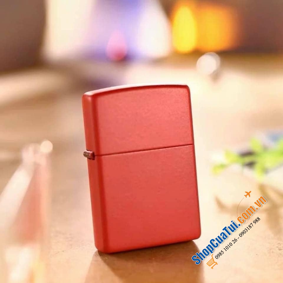 Bật lửa Zippo đỏ chót may mắn, đơn giản mà đẹp - Made in USA