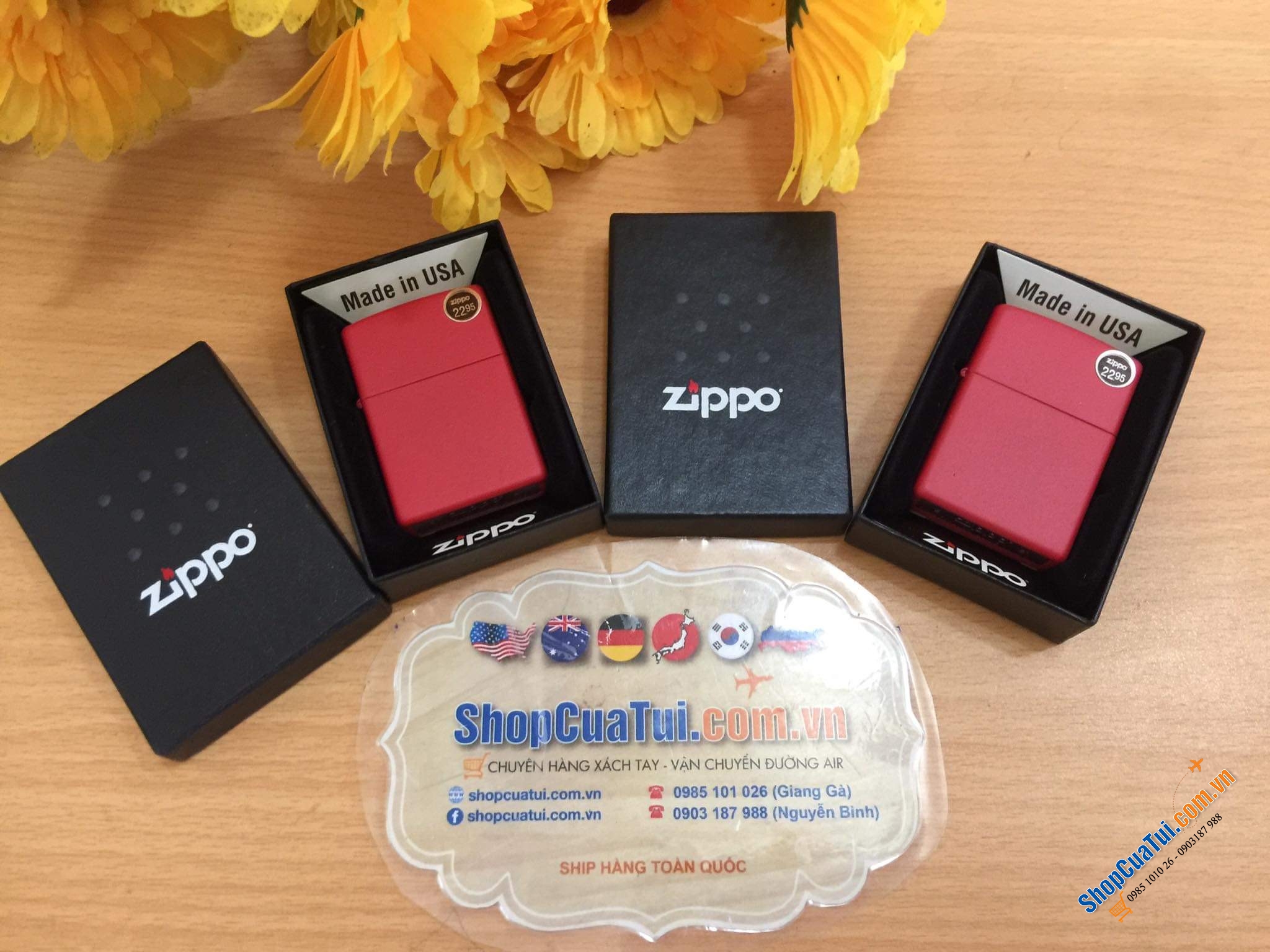Bật lửa Zippo đỏ chót may mắn, đơn giản mà đẹp - Made in USA