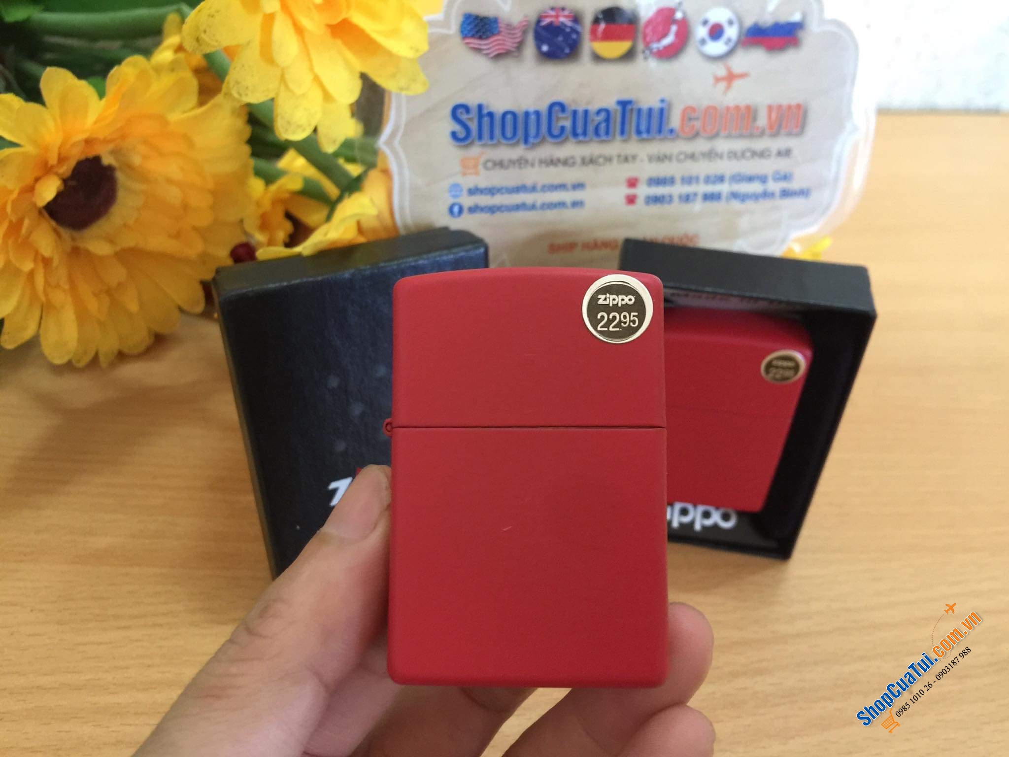 Bật lửa Zippo đỏ chót may mắn, đơn giản mà đẹp - Made in USA