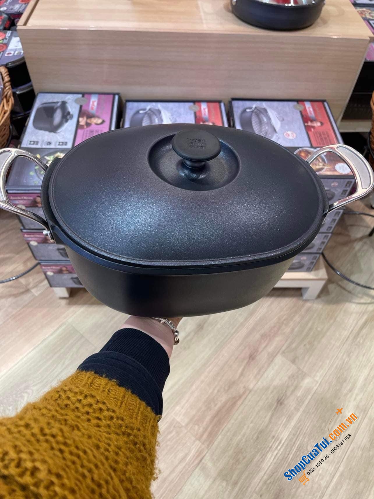 NỒI  TEFAL CHỐNG DÍNH 6,1 LIT SIÊU TO JAIMIE OLIVER 38x 22,5 cm dáng oval nên luộc gà vịt, ngan, nấu canh, nấu phở to thoải mái