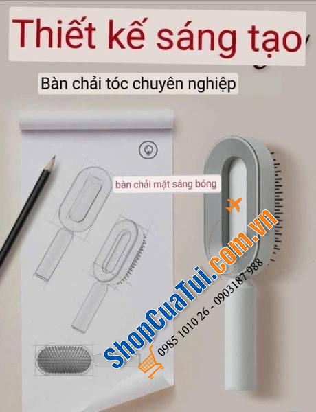 Bàn chải tóc - Lược tạo kiểu tóc tĩnh điện Adcross Shiny Face Volume Cushion