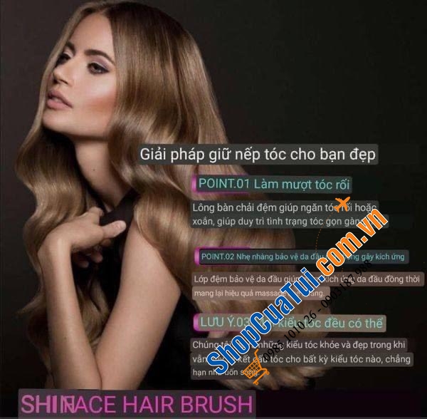 Bàn chải tóc - Lược tạo kiểu tóc tĩnh điện Adcross Shiny Face Volume Cushion