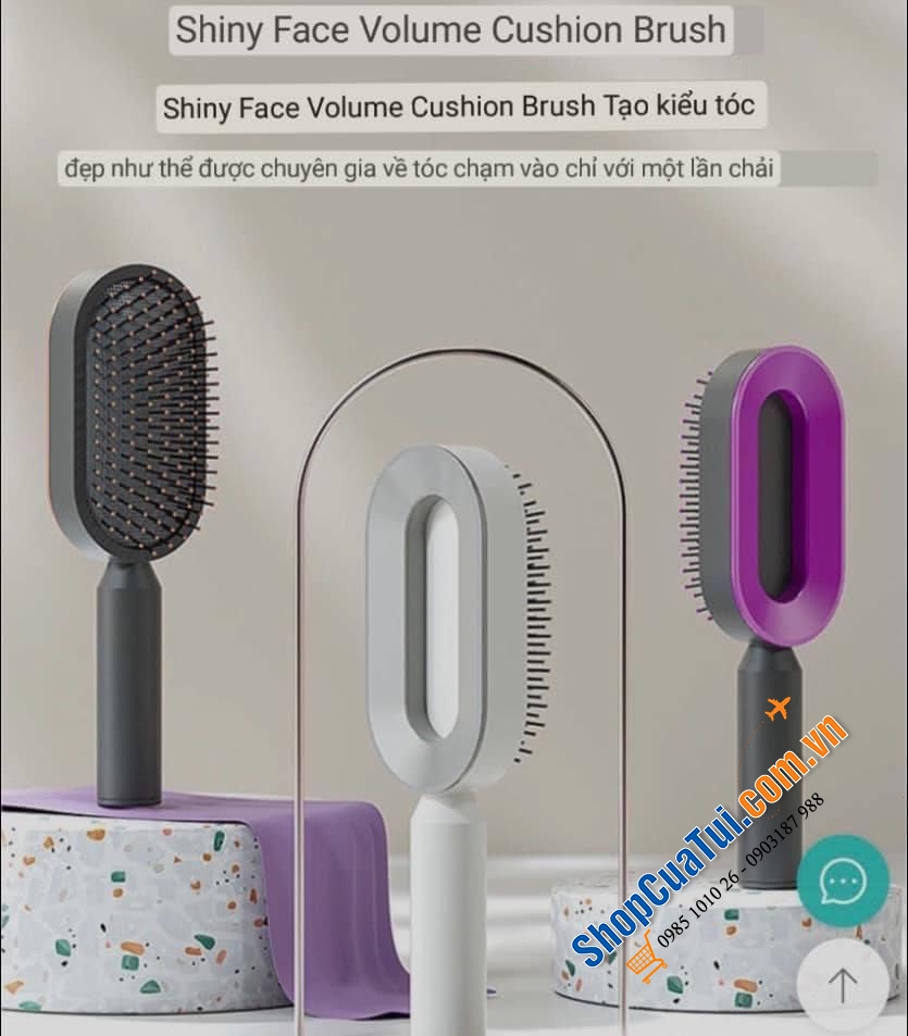 Bàn chải tóc - Lược tạo kiểu tóc tĩnh điện Adcross Shiny Face Volume Cushion