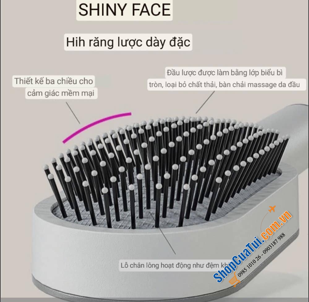 Bàn chải tóc - Lược tạo kiểu tóc tĩnh điện Adcross Shiny Face Volume Cushion