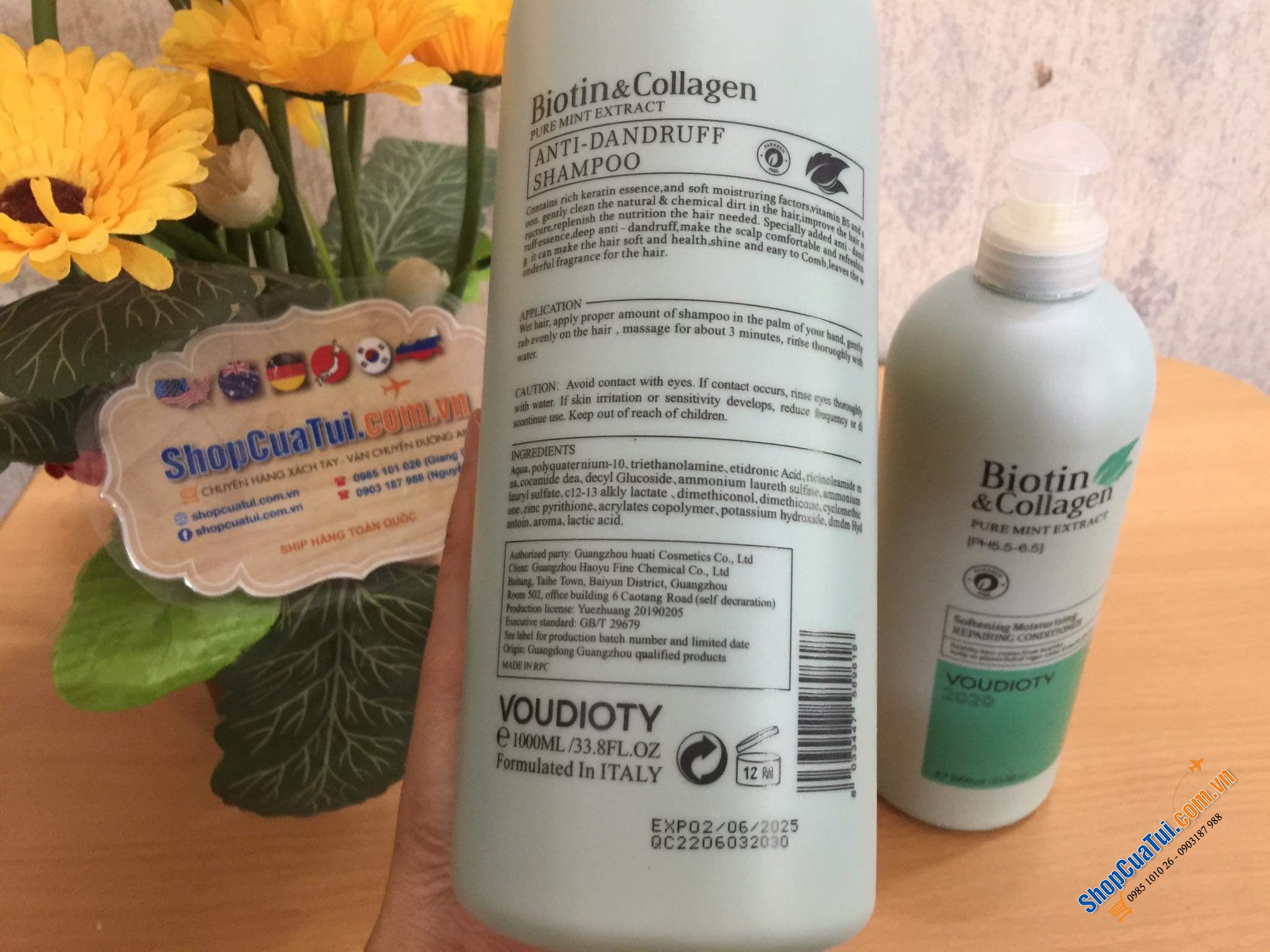 Cặp Gội xả Biotin (1 gội 1 lít + 1 xả 1 lít) Màu xanh dương: trị gàu, nuôi dưỡng tóc phục hồi từ sâu bên trong