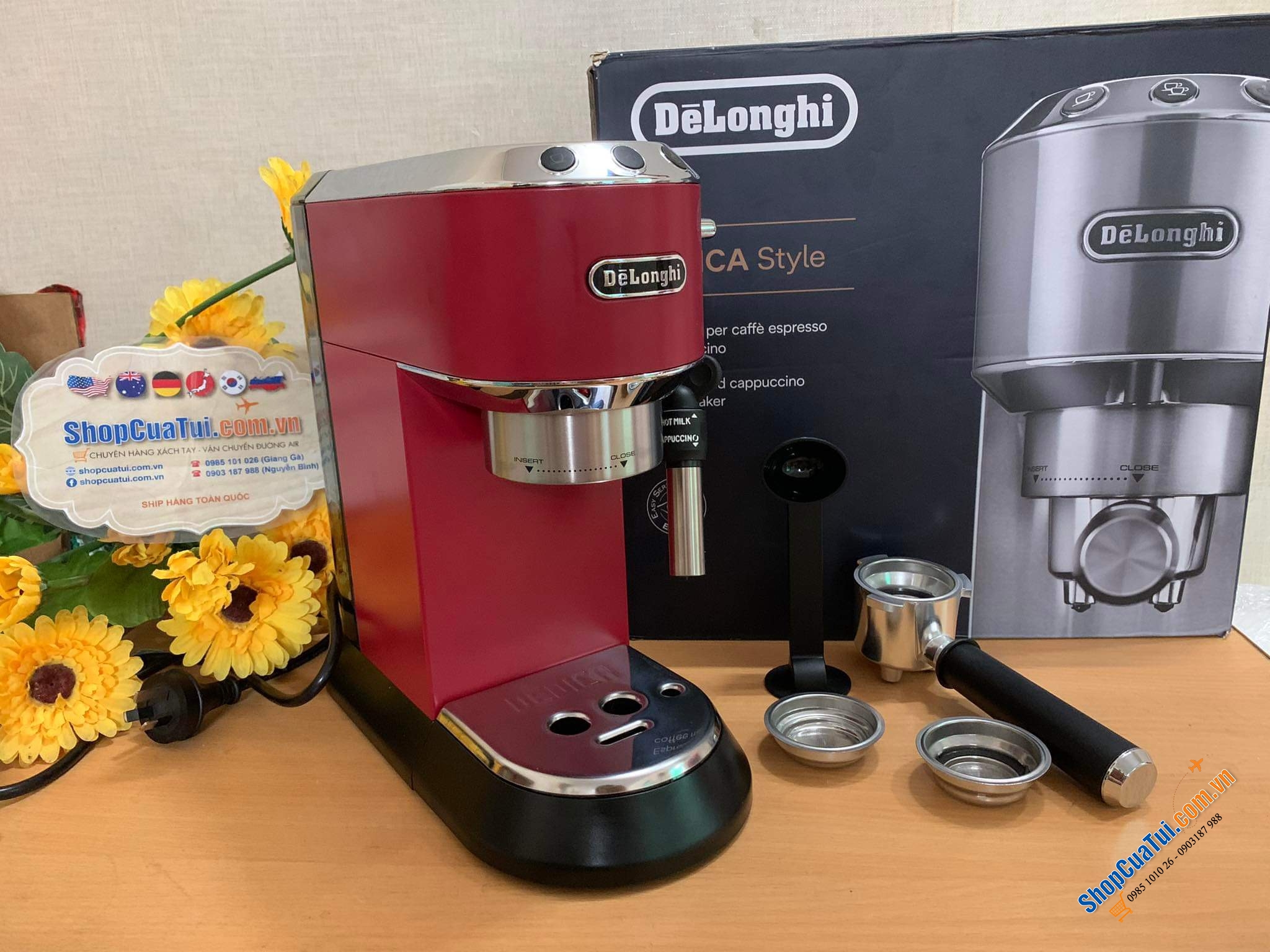 Máy Pha Cà Phê Delonghi EC685.BK Dedica Màu Đen, Màu đỏ, Màu Trắng