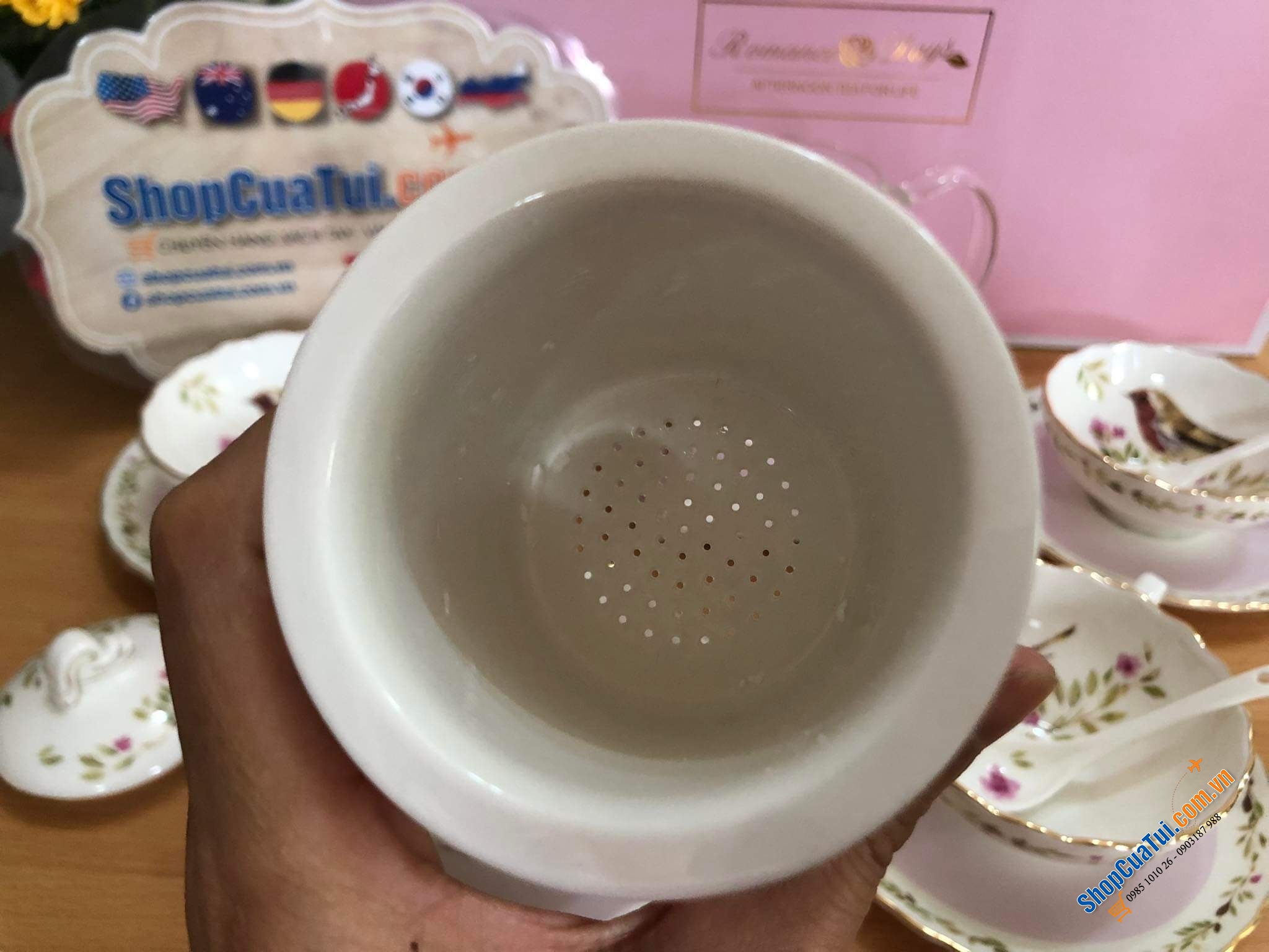 Siêu sang, siêu trang nhã: Bộ ấm trà sứ xương Châu Âu handmade Romance