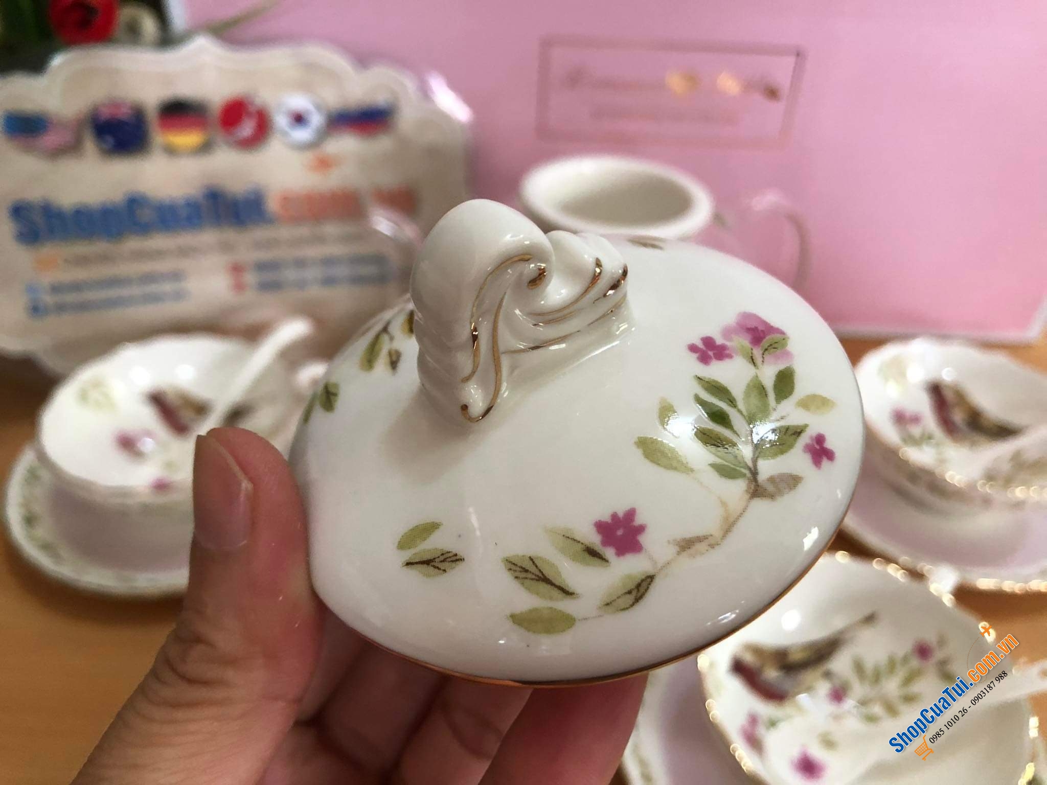 Siêu sang, siêu trang nhã: Bộ ấm trà sứ xương Châu Âu handmade Romance