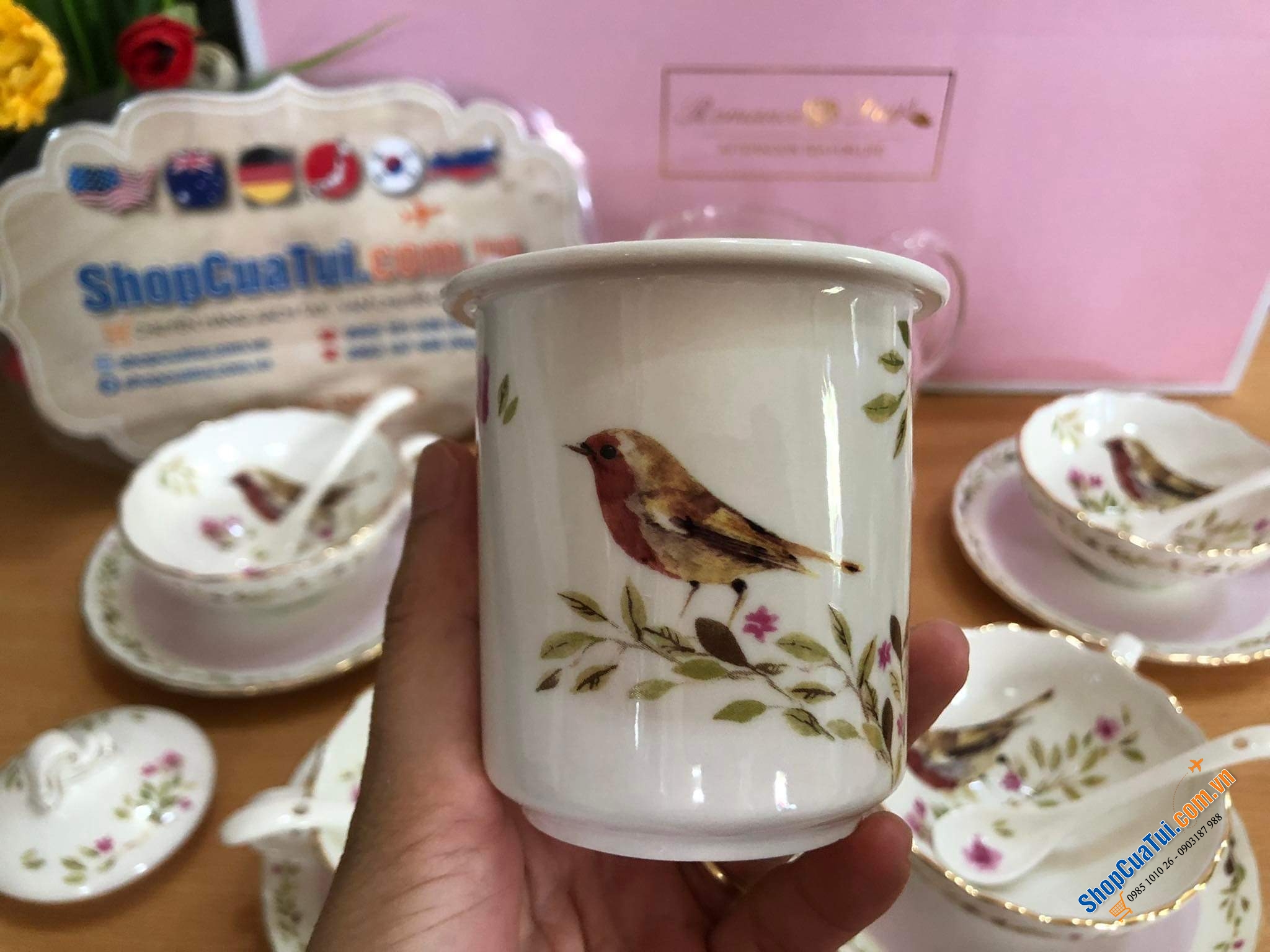 Siêu sang, siêu trang nhã: Bộ ấm trà sứ xương Châu Âu handmade Romance