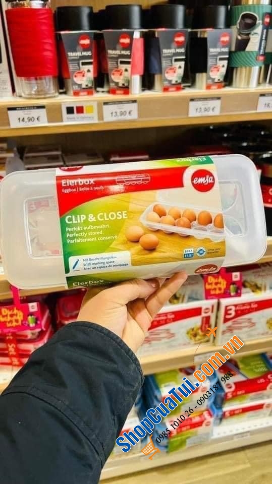 Khay đựng trứng Emsa Clip & Close 10 quả - made in Germany.