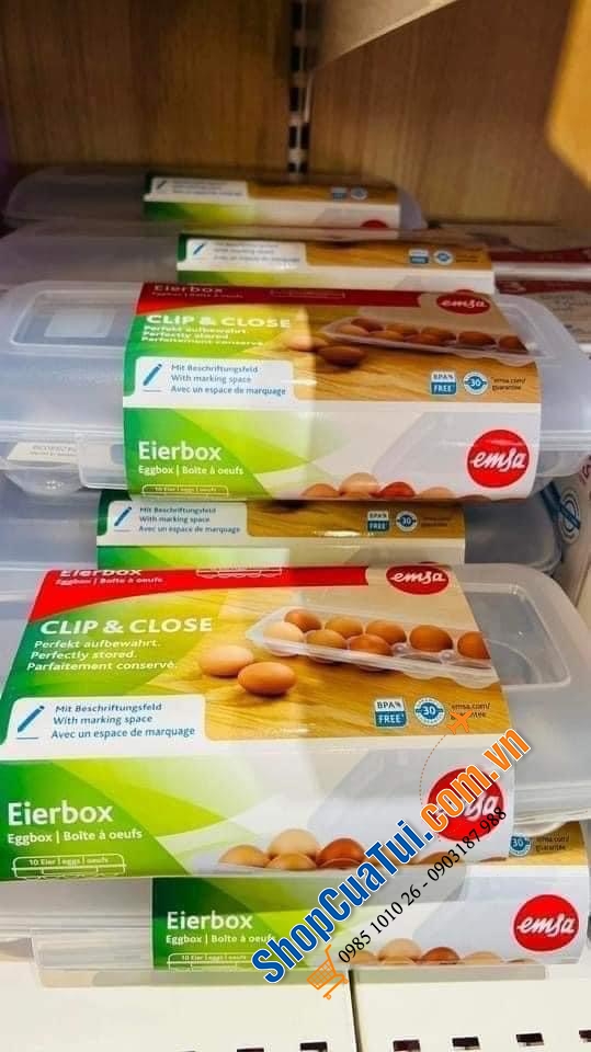 Khay đựng trứng Emsa Clip & Close 10 quả - made in Germany.