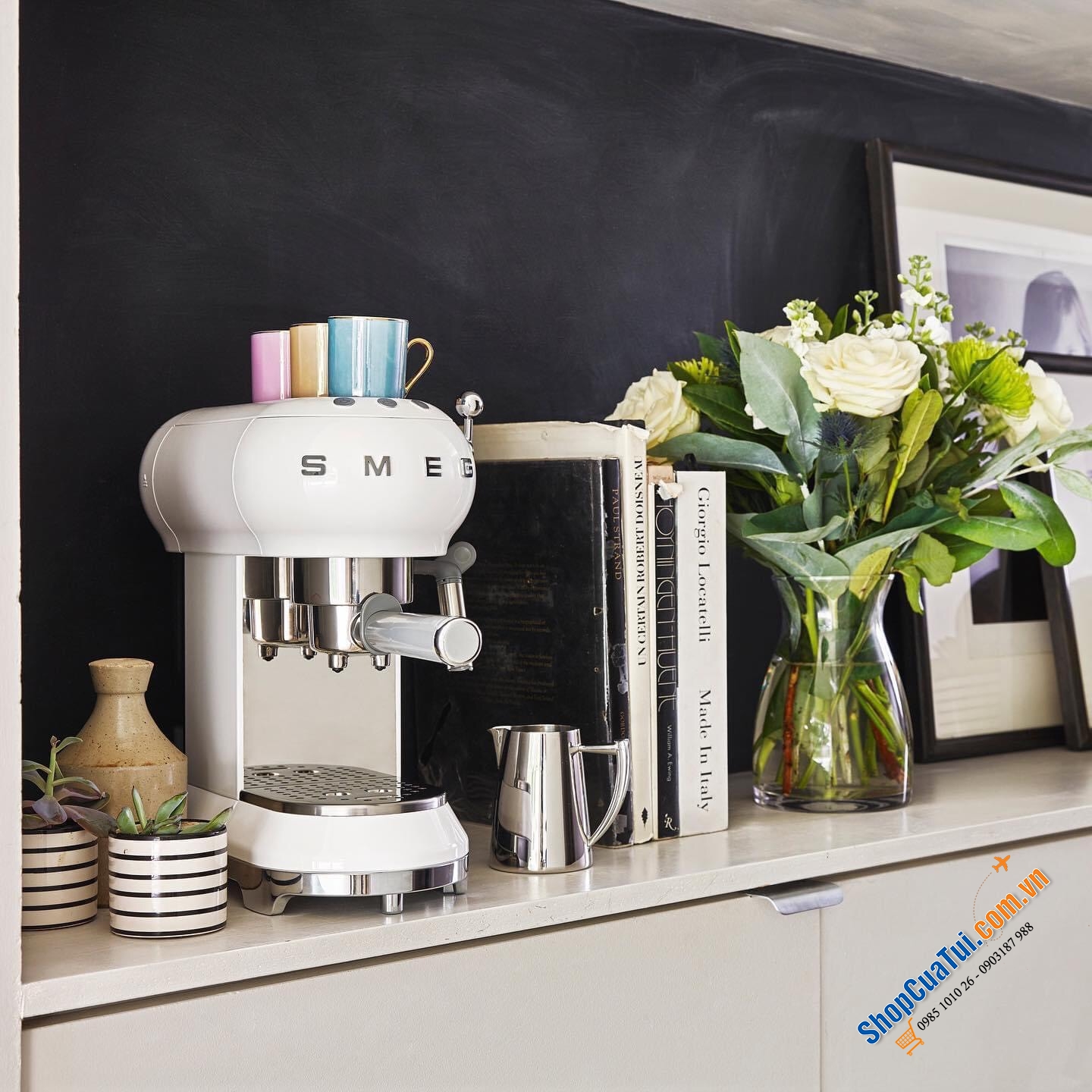 MÁY PHA CAFE CAO CẤP SMEG ECF01CREU màu trắng, màu đen, màu kem, Công nghệ Italy, 1300W