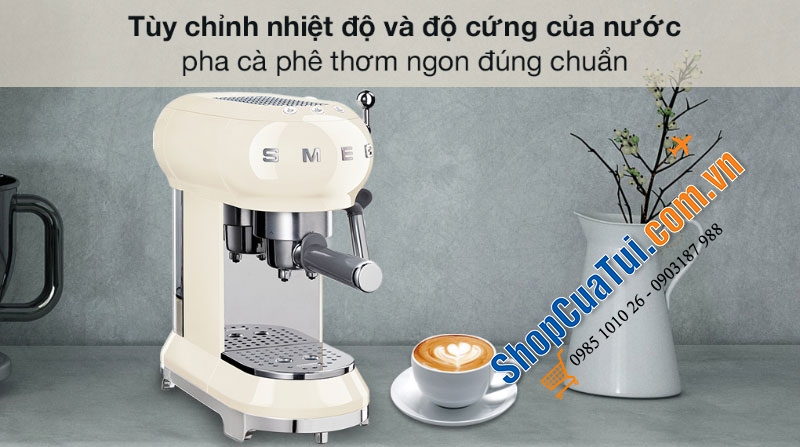 MÁY PHA CAFE CAO CẤP SMEG ECF01CREU màu trắng, màu đen, màu kem, Công nghệ Italy, 1300W