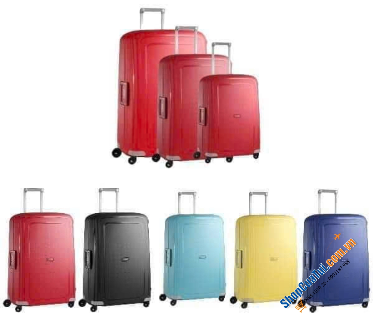 Valy Samsonite S Cure Size Trung 25 inch - Made in Eu - vali nhẹ nhất của Samsonite  bằng polypropylene, nhiều màu