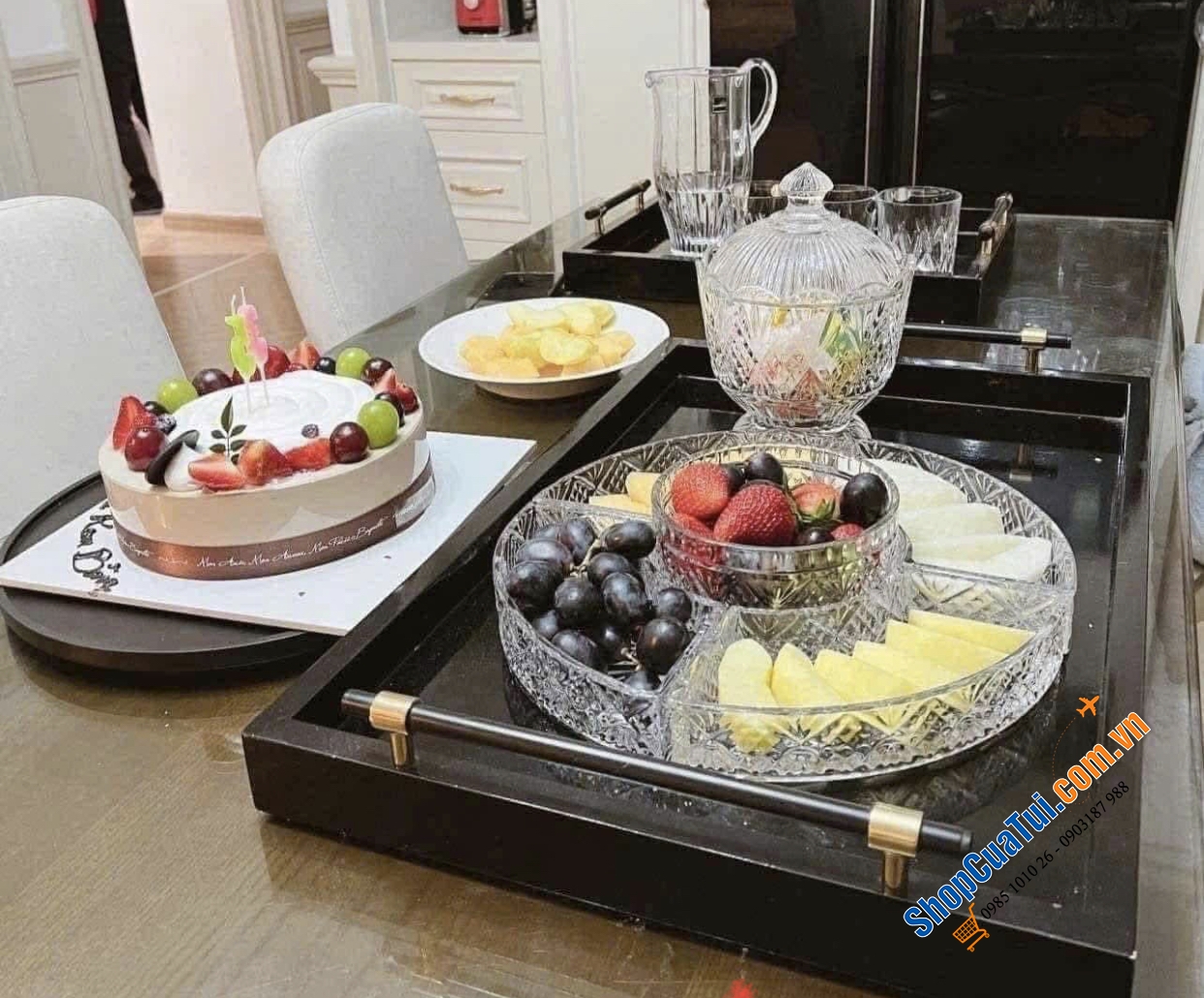 Hũ kẹo Dublin Atiso màu đỏ, màu trắng - chiếc thố pha lê 15cm có nắp Dublin đựng hoa quả, bánh kẹo, soup, yến chưng ...