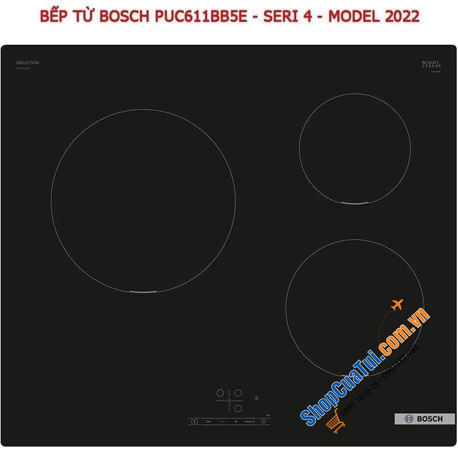 BẾP BOSCH PUC611BB5E - SERI 4 - made in Spain - tích hợp công nghệ cảm biến nhận diện đáy nồi  nên hiệu quả nấu ăn rất cao. Moden 2022