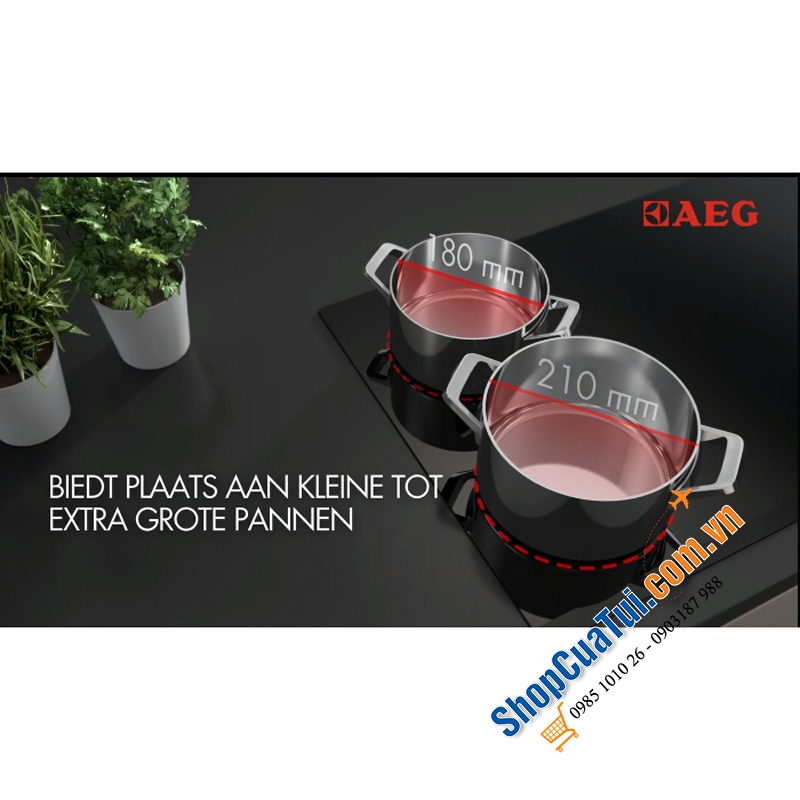 Bếp từ 4 vùng nấu AEG IKB84431FB - công nghệ MaxiSense độc quyền giúp bếp sử dụng được với mọi kích thước nồi chảo - Made in Germany